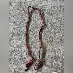 Pink/ brown/ turquoise braided knotted barrel reins